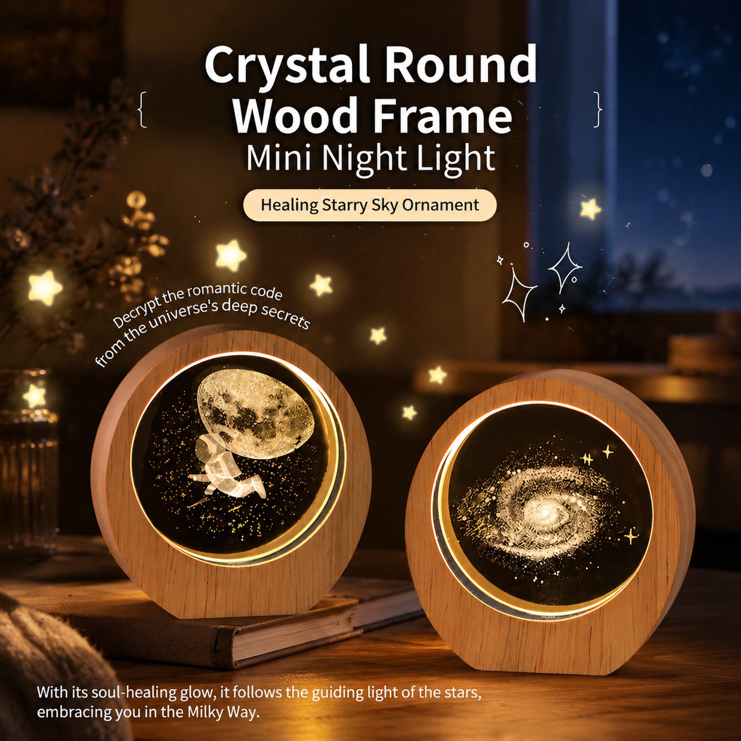 Luminous Crystal Planet Desktop Night Light