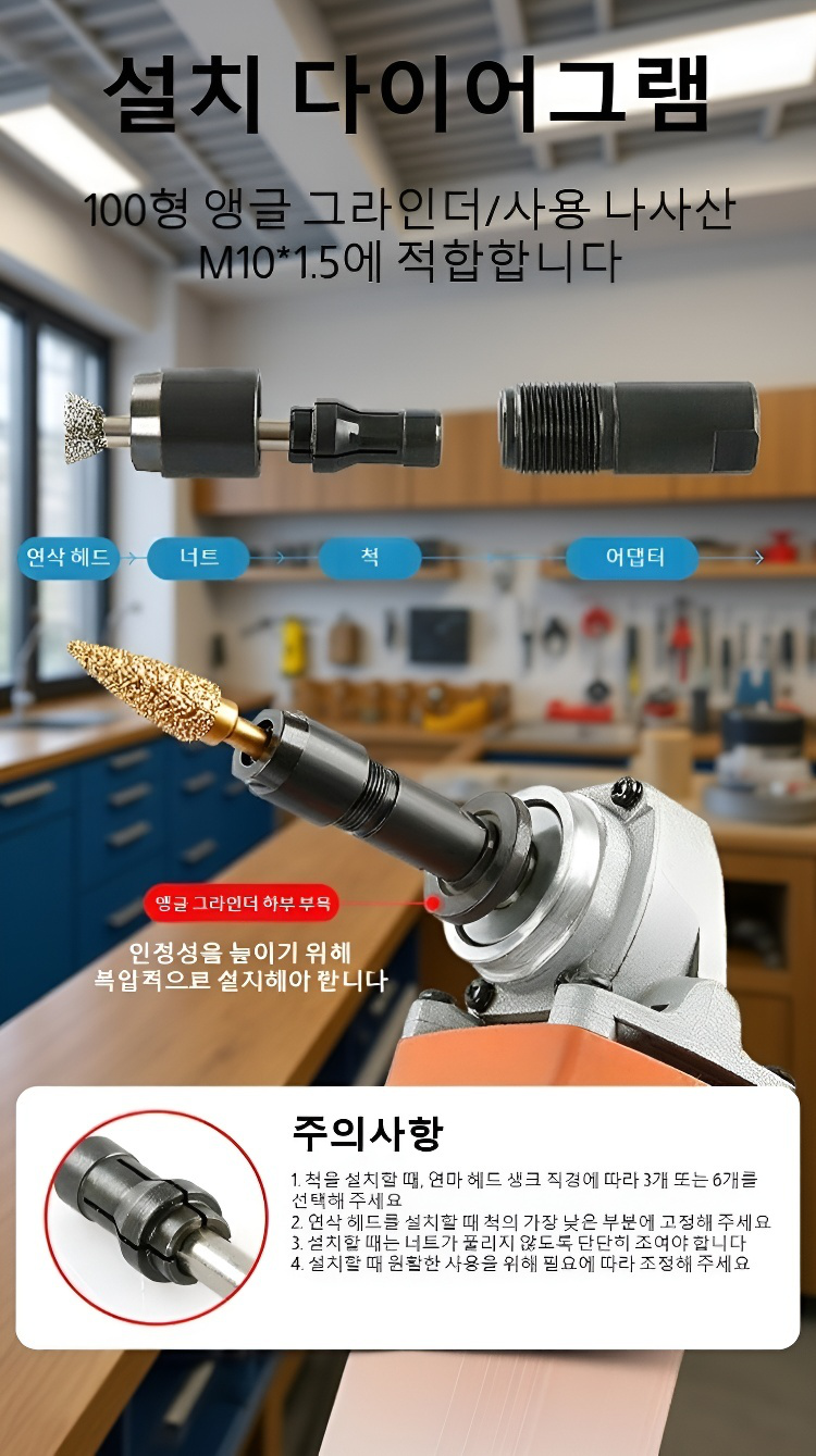 석재 연마에 적합한 앵글 밀 전환 헤드