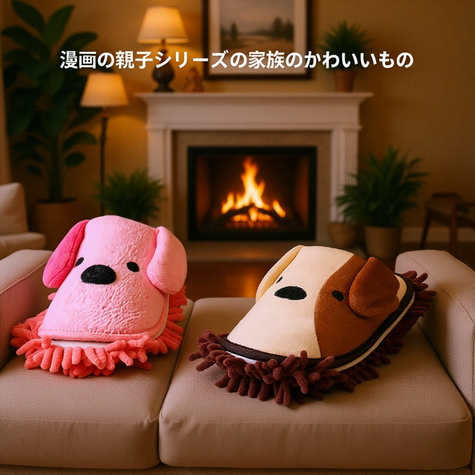 かわいいデザインの冬用室内スリッパ