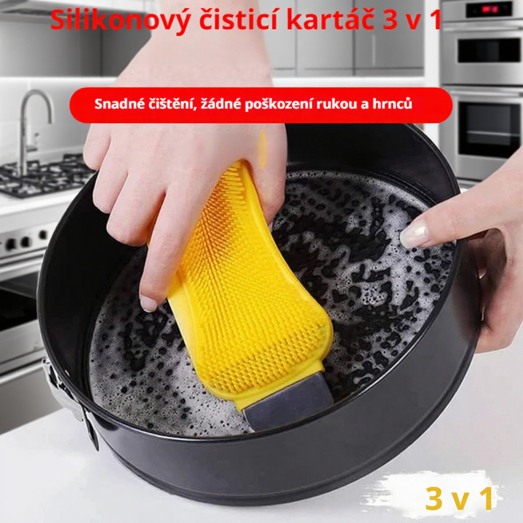  3v1 silikonový čisticí kartáč 