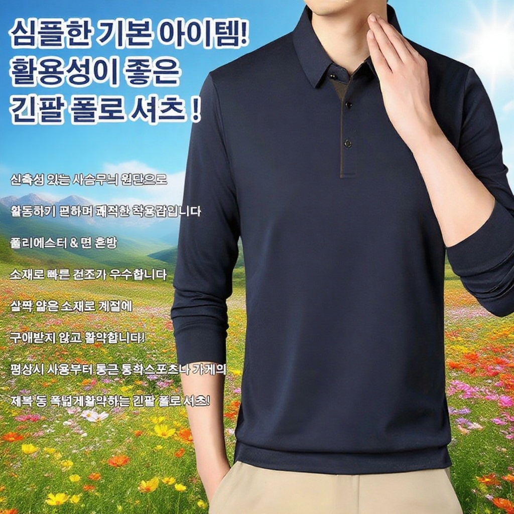 남성 긴팔 폴로셔츠