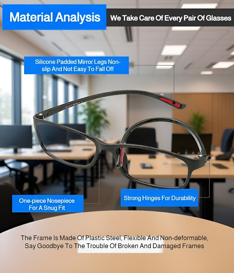 Blue light blocking reading glasses on a book