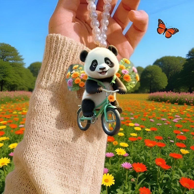 판다 자동차 미러 장식 키홀더 액세서리