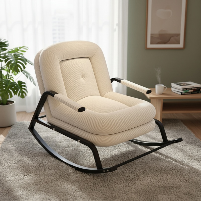 Modern internet celebrity rocking chair in a cozy living room