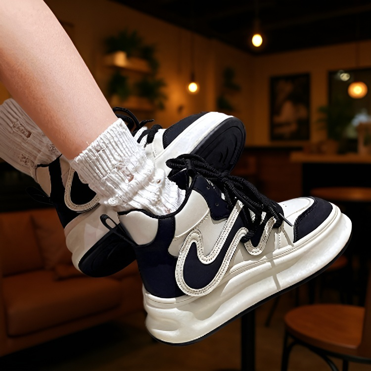 통굽 패션지애 레드 캐주얼 여성화 키높이 통굽 하이탑 여성화 레드 캐주얼 하이탑