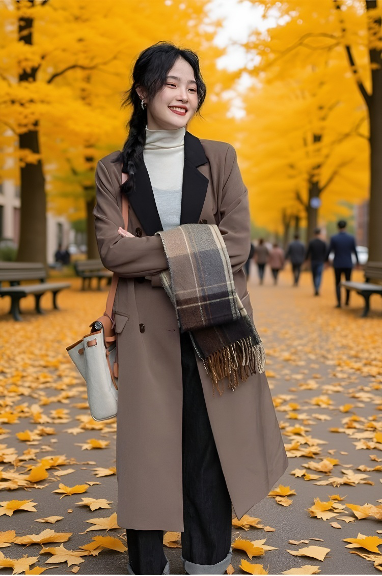 여학원 스타일 롱 코트 디테일