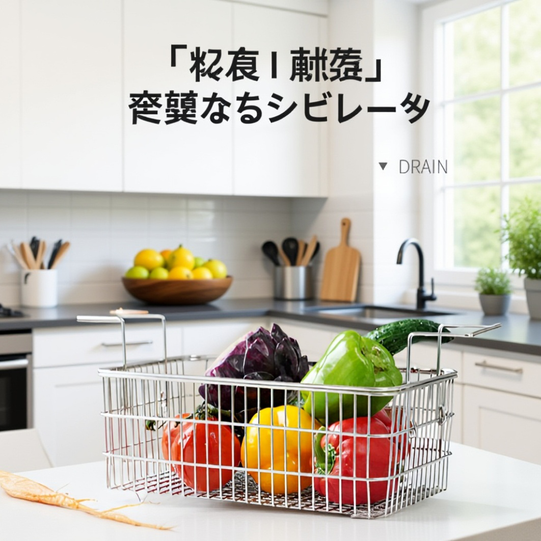 果物・野菜の水切りに適したバスケットのディテール