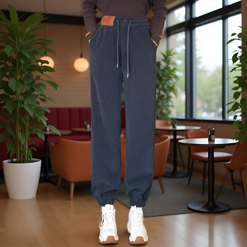 봄 하이웨스트 캐주얼 바지 캐주얼 여성 바지 세트 여성 일자 팬츠 배기 팬츠 코듀로이 팬츠 여성 바지