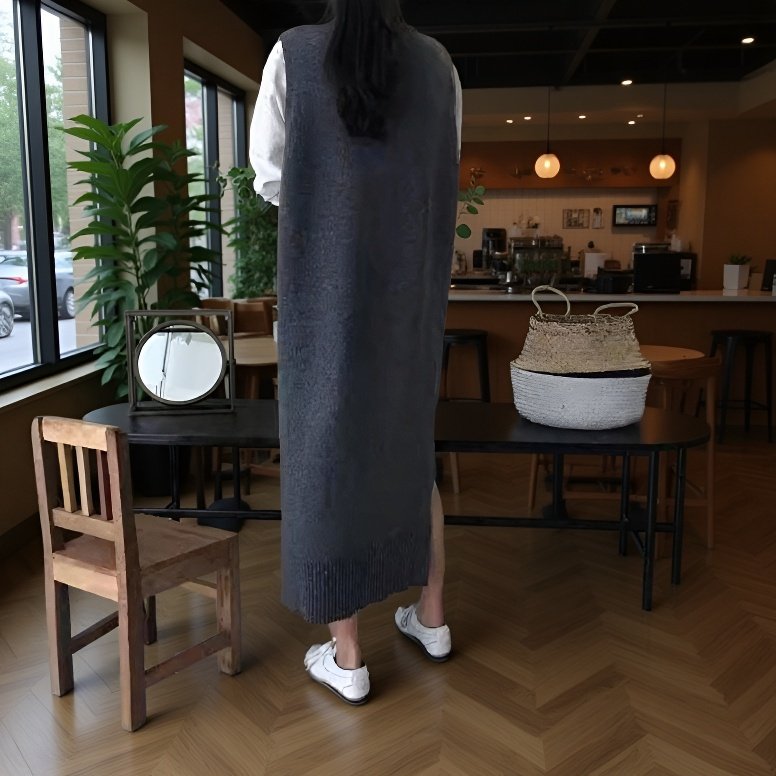 베스트 롱 니트 스커트 여성 카디건 원피스 니트 원피스