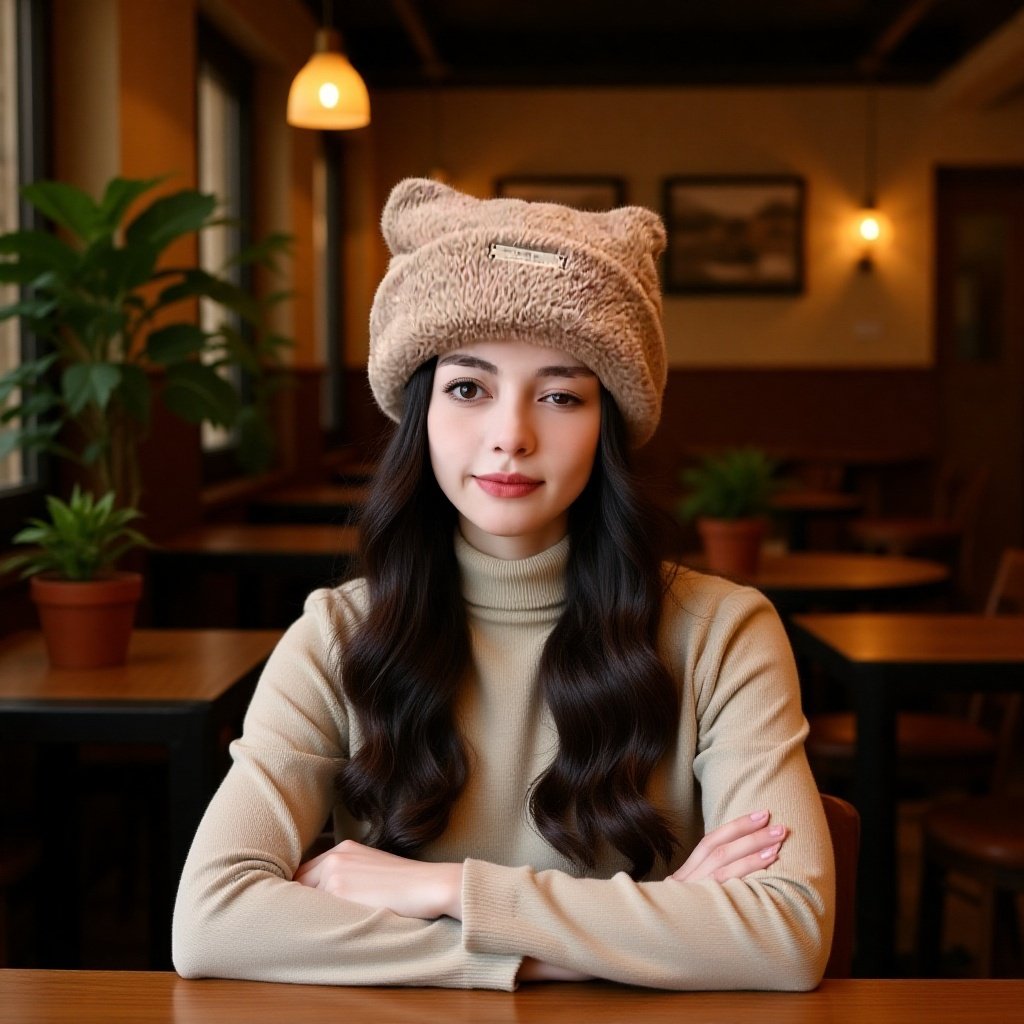 여성 빅터틀 비니 패션 밍크털 라이크 보온모자 귀여운 고양이 귀달이 비니