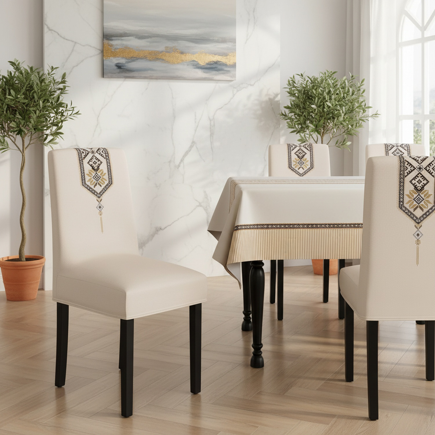High space utilization dining chair cover Dining chair table cover Four seasons artistic flavor serv