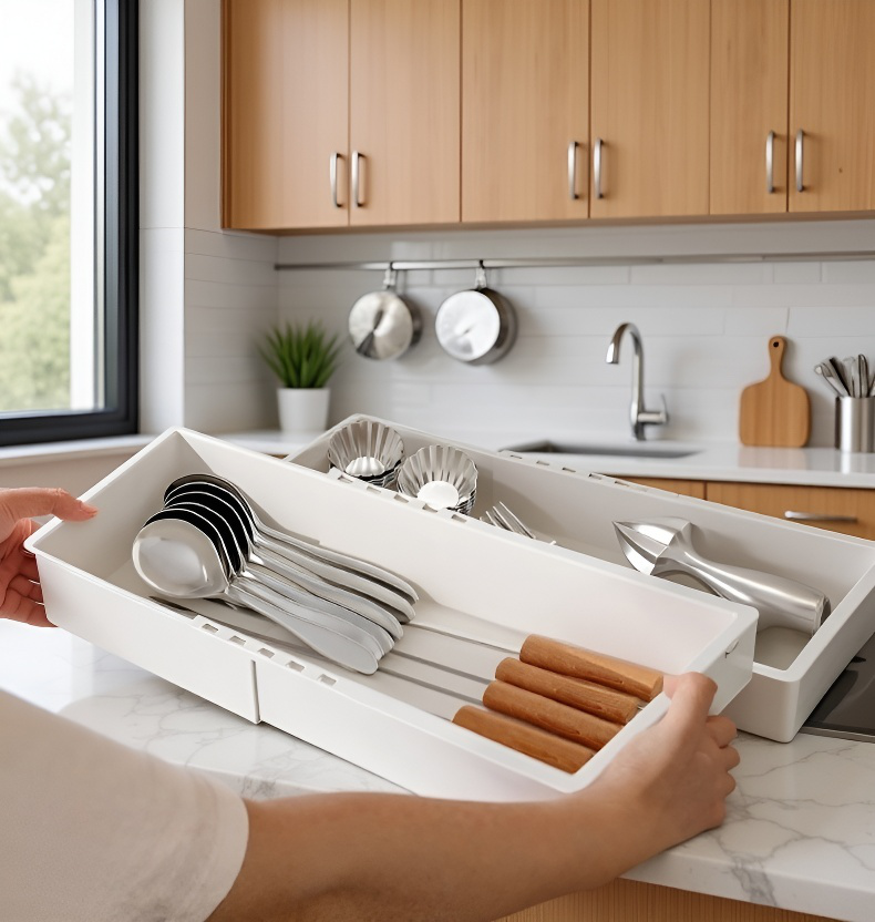 Organizador expandible de cajón para bragas en cajón de madera