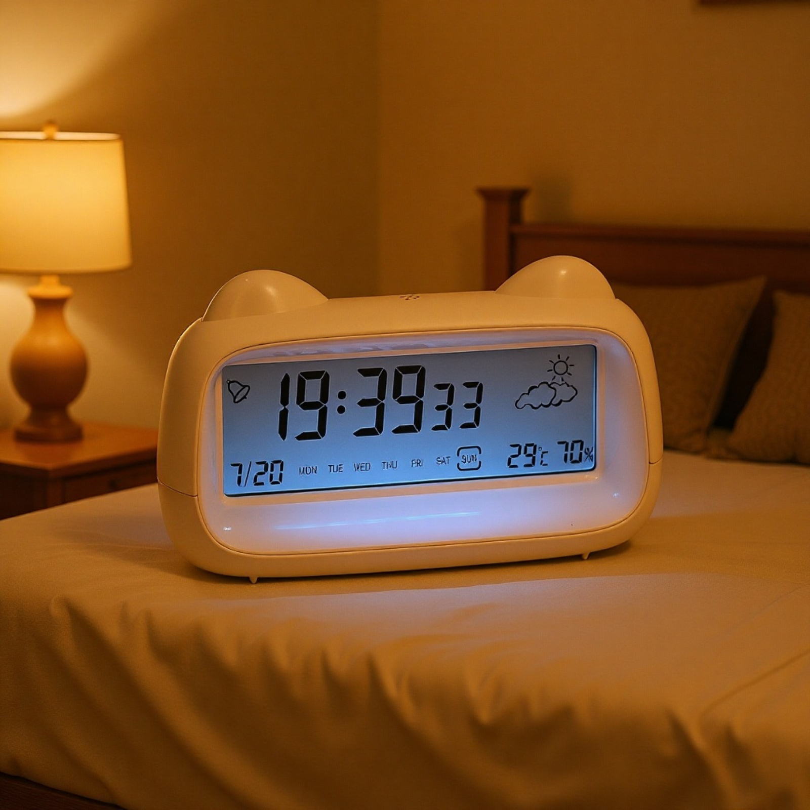 Cat Alarm Clock Multifunctional Cute Children's Alarm Clock Rechargeable Alarm Clock Luminous/Snooze