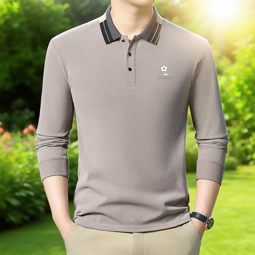 남성 캐주얼 긴팔 폴로셔츠