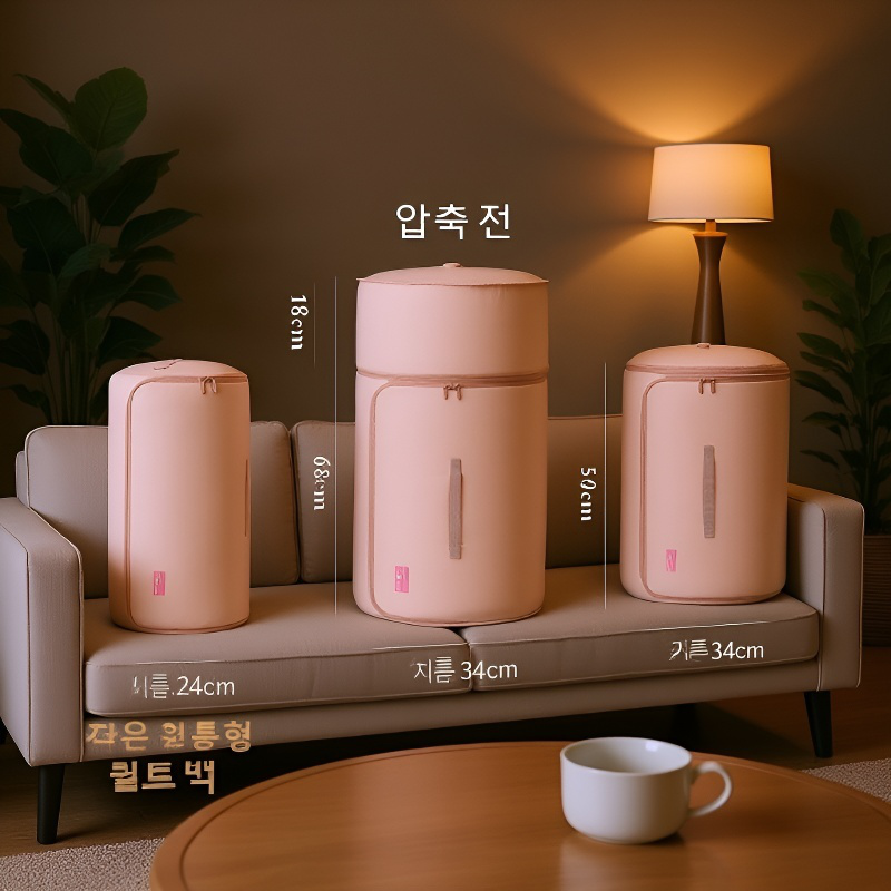 압축 가능한 원통형 이불 보관백