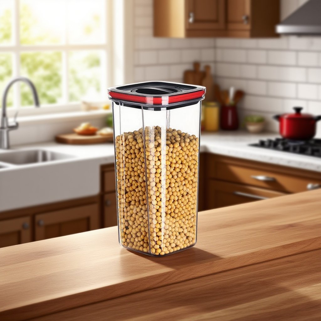 帶蓋鎖扣透明保鮮防潮收納罐