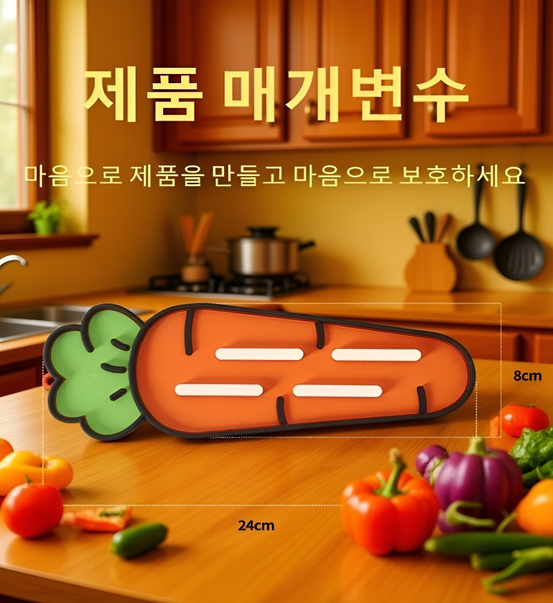 식탁 위 실리콘 냄비뚜껑 거치대 사용 예시