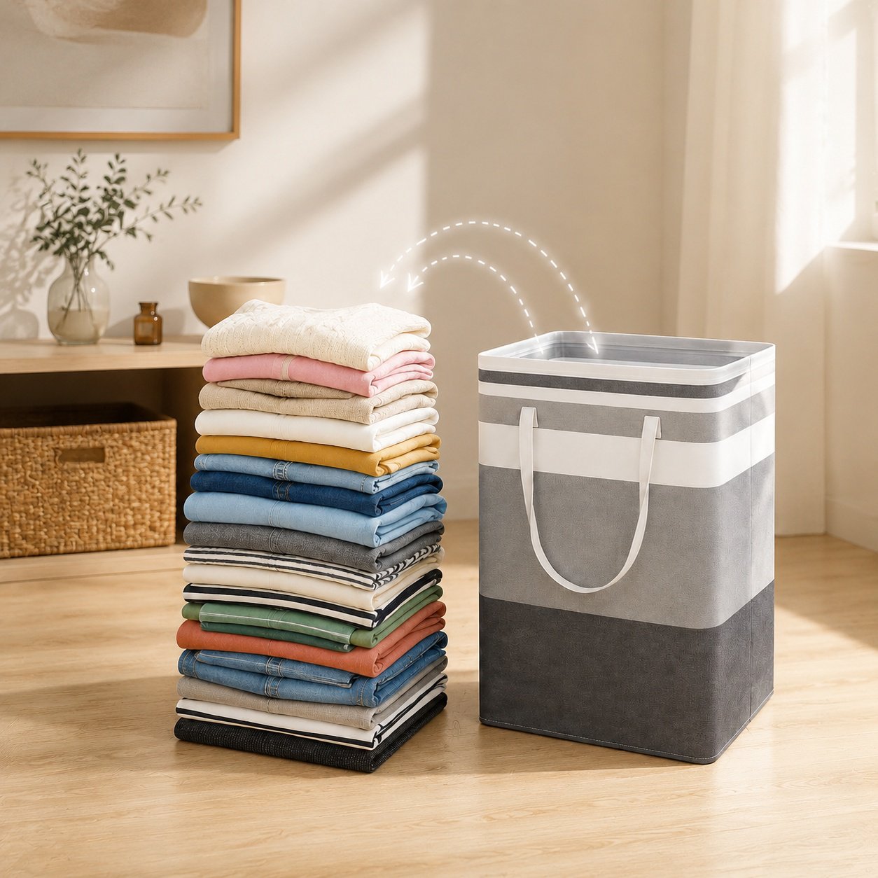 Multi-purpose storage basket holding yoga mats