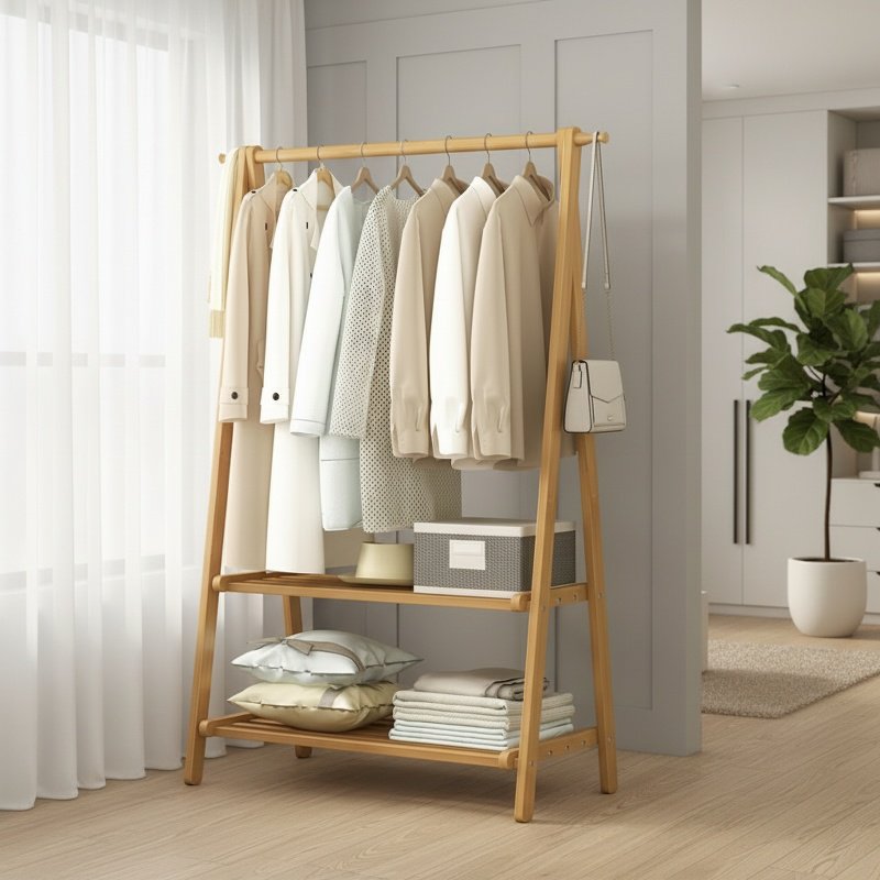 Étendoir à vêtements robuste en utilisation dans une buanderie