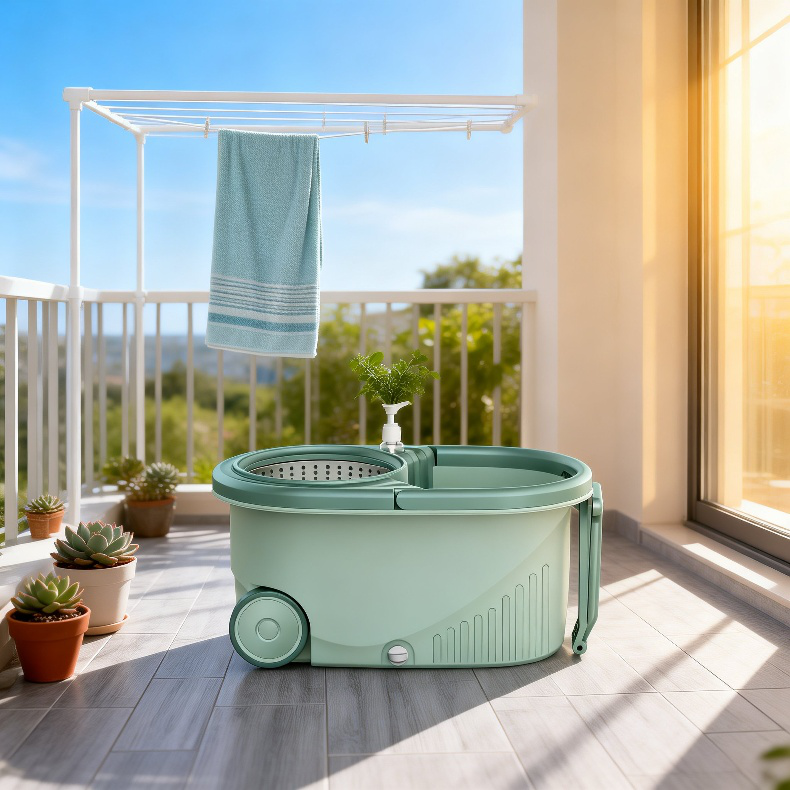 Carro de fregona doméstica con materiales resistentes