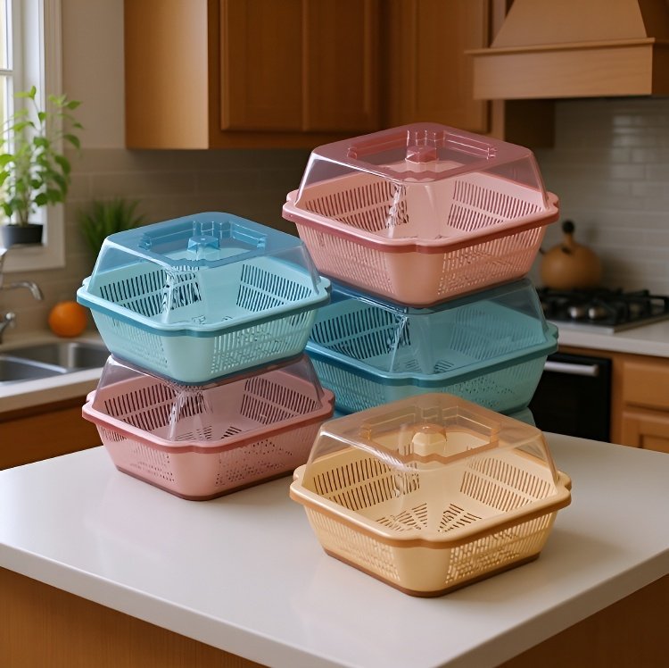 Cesta para lavar y drenar arroz en casa