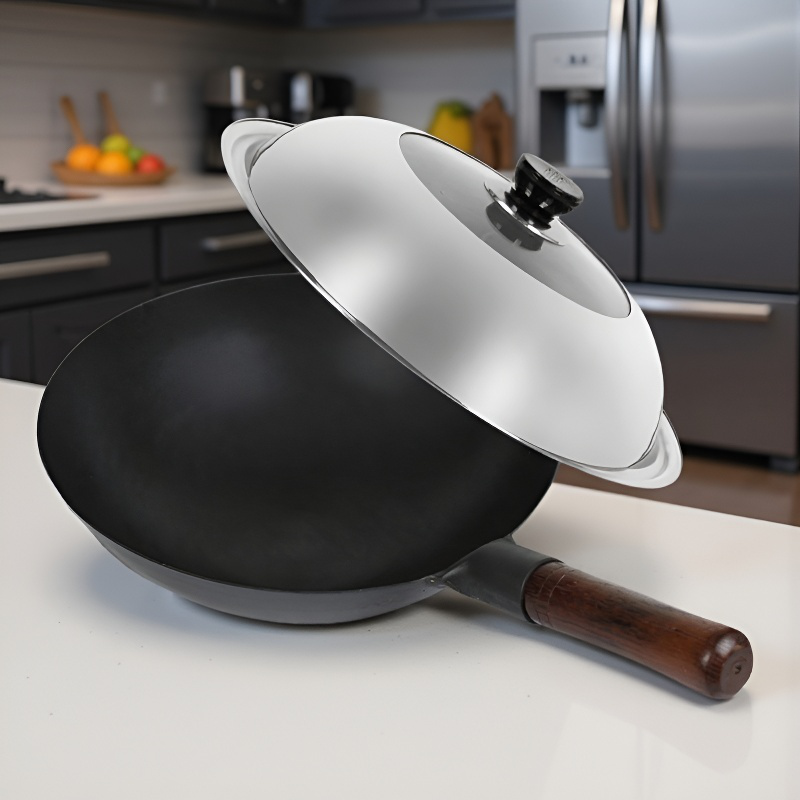 Altmodischer Wok-Topf aus Schmiedeeisen