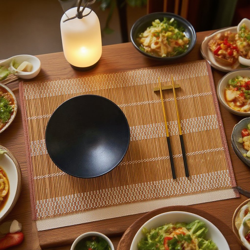 줄로 엮은 대나무 테두리 미끄럼 방지 단열 매트