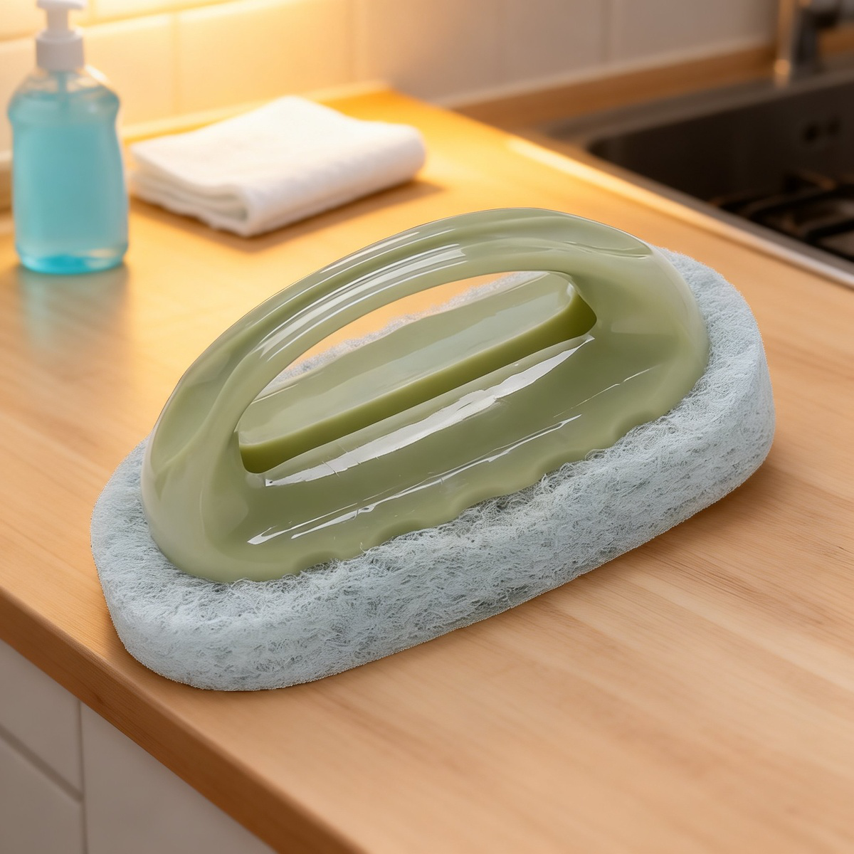 Kitchen & Bathroom Dual-purpose Cleaning Brush with Sponge