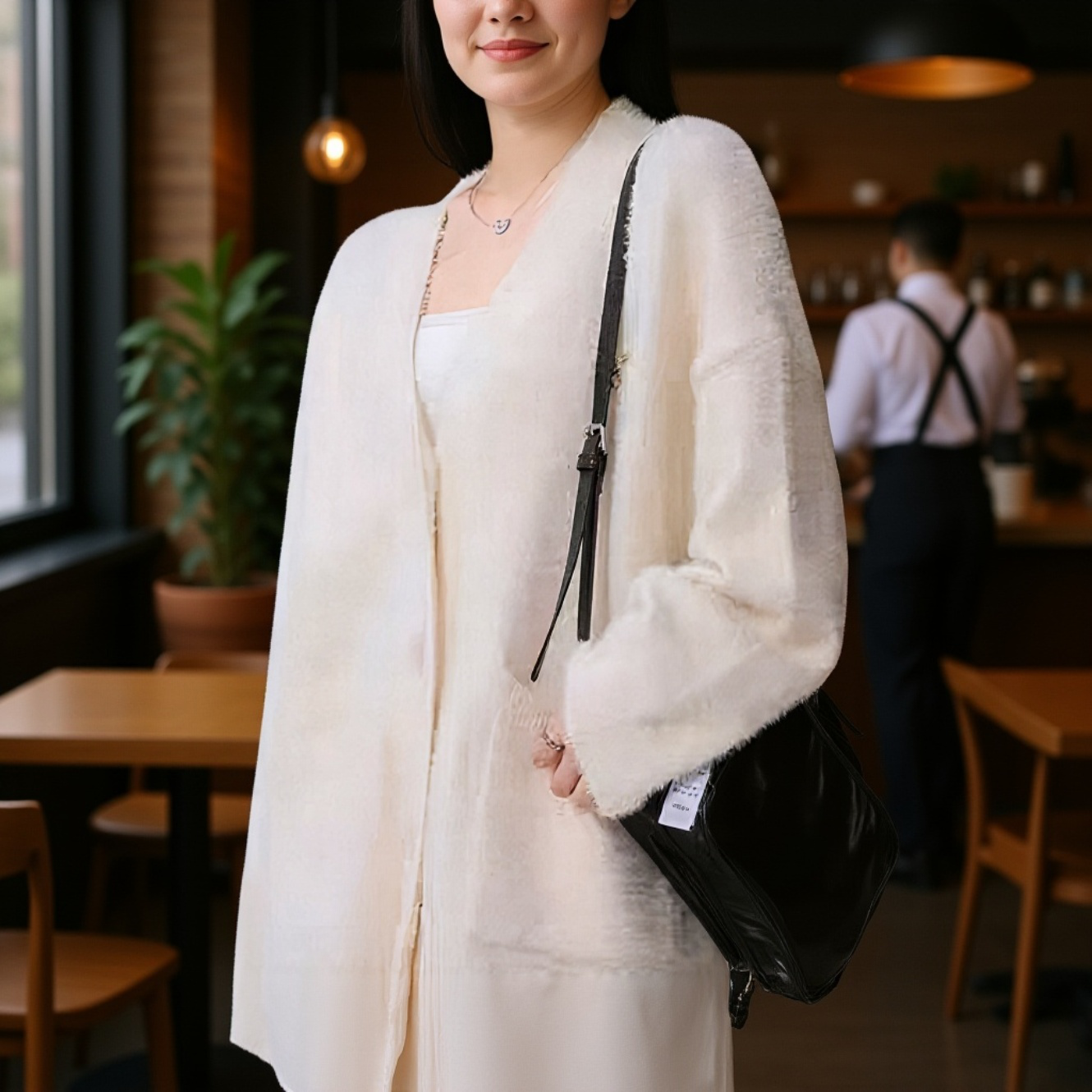 シンプルデザインのロングカーディガン