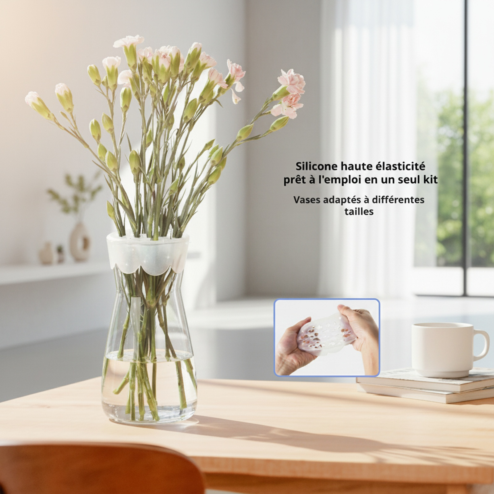 Spirale en silicone pour bouquets, support pour tiges de fleurs, stabilisateur de fleurs