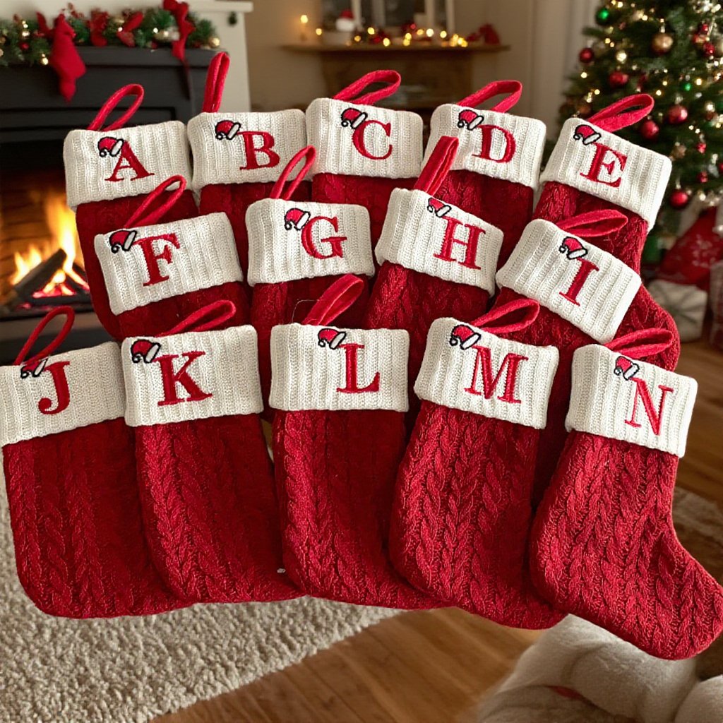 聖誕裝飾用紅色毛線襪