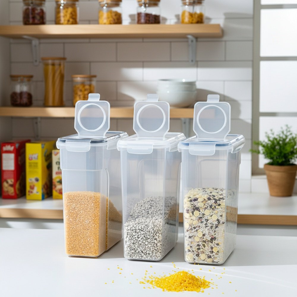 Food-Grade Transparent Plastic Storage Jars for Kimchi and Grains, Airtight Design