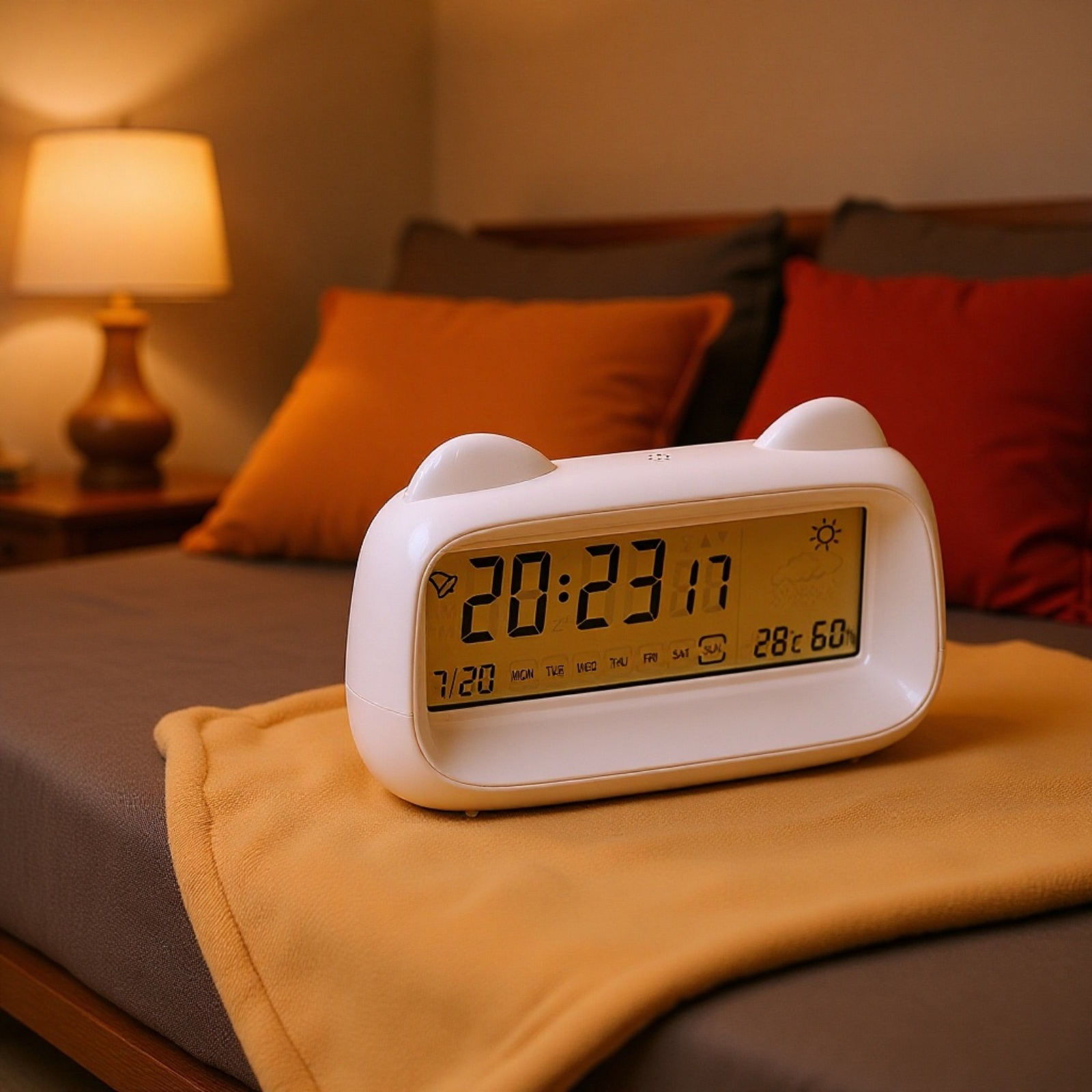 Cat Alarm Clock Multifunctional Cute Children's Alarm Clock Rechargeable Alarm Clock Luminous/Snooze