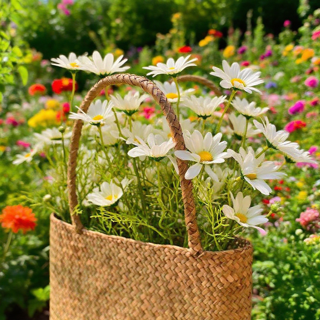  Čeřená ručně pletená taška z mořské trávy na květiny