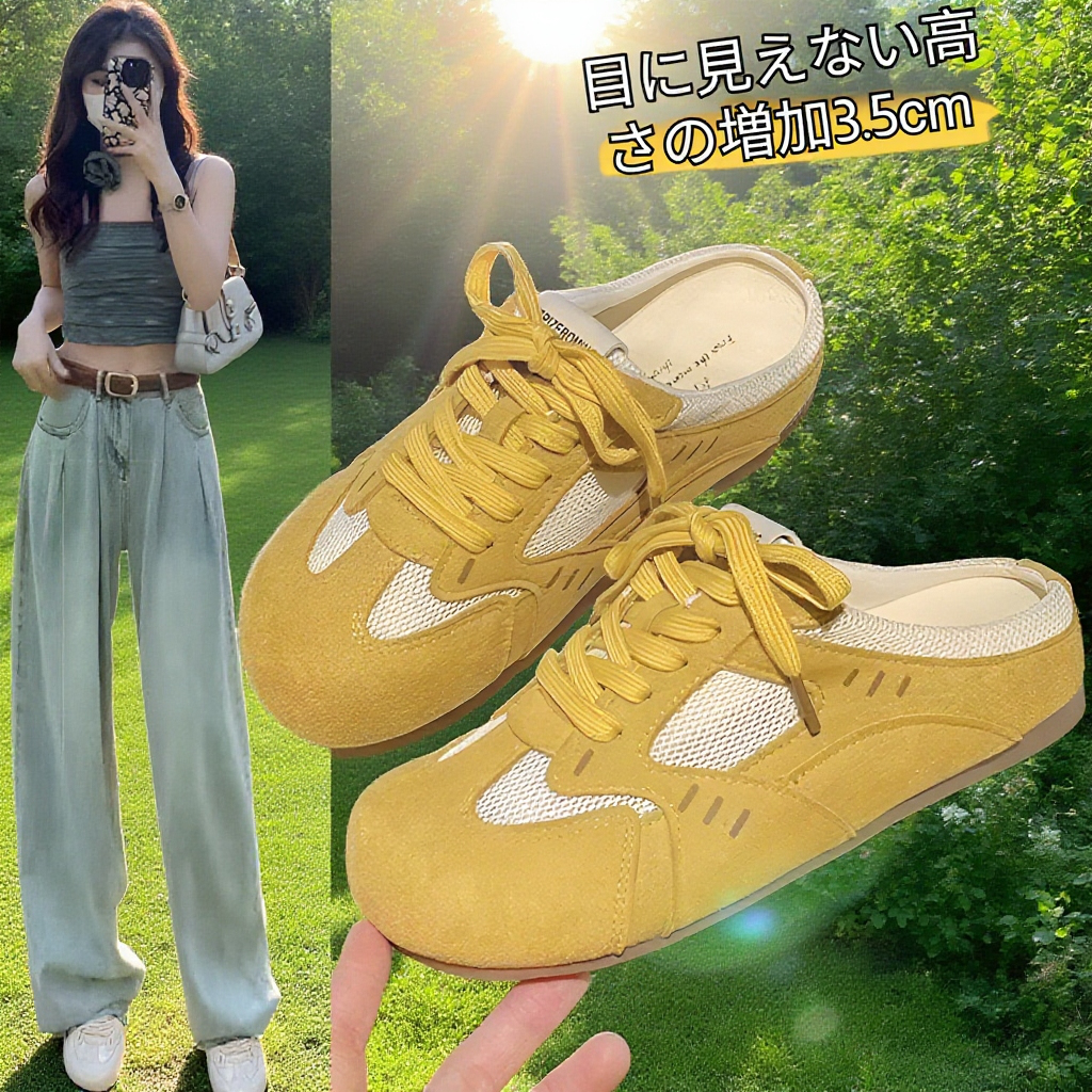 厚底メッシュのデクサンシューズ、夏用のつま先が閉じたハーフスリッパ、2025年の新作スニーカー、スリッポンカジュアルシューズ、ビルケンシュトック、サンダル