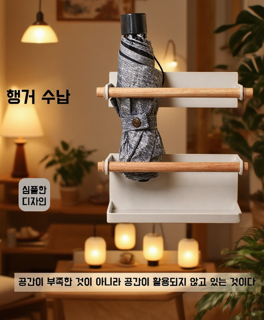 자석 벽걸이 우산꽂이 현관 설치 모습