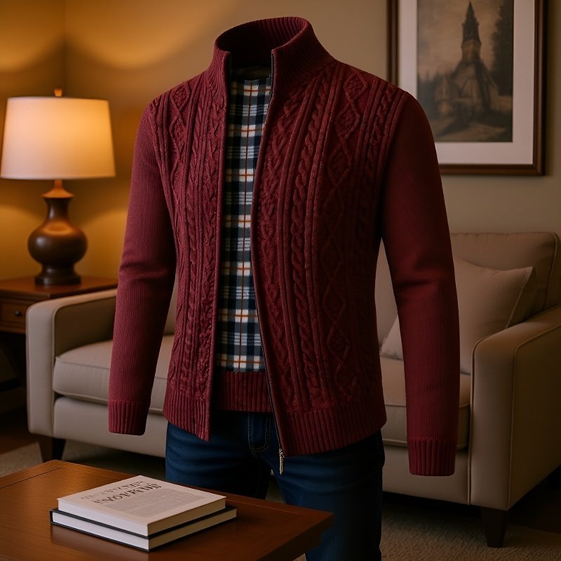 Warm Cardigan Sweater Men Sweater Casual Thickened Padded
