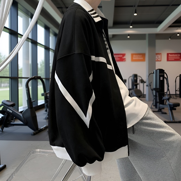 남자 춘추 루즈핏 맨투맨 야구 점퍼 상의 캐주얼 루즈핏 맨투맨