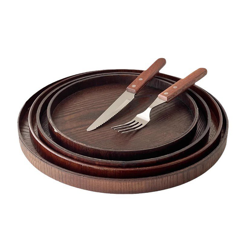 원목 원형 다과 트레이