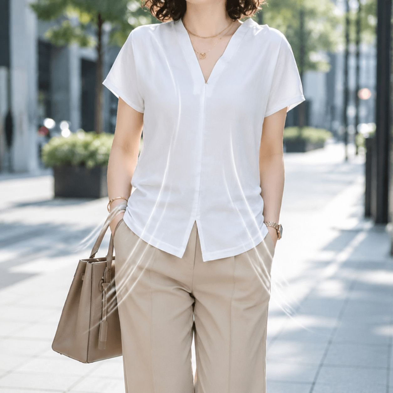 大きいサイズスリムデザインレディース半袖Tシャツ