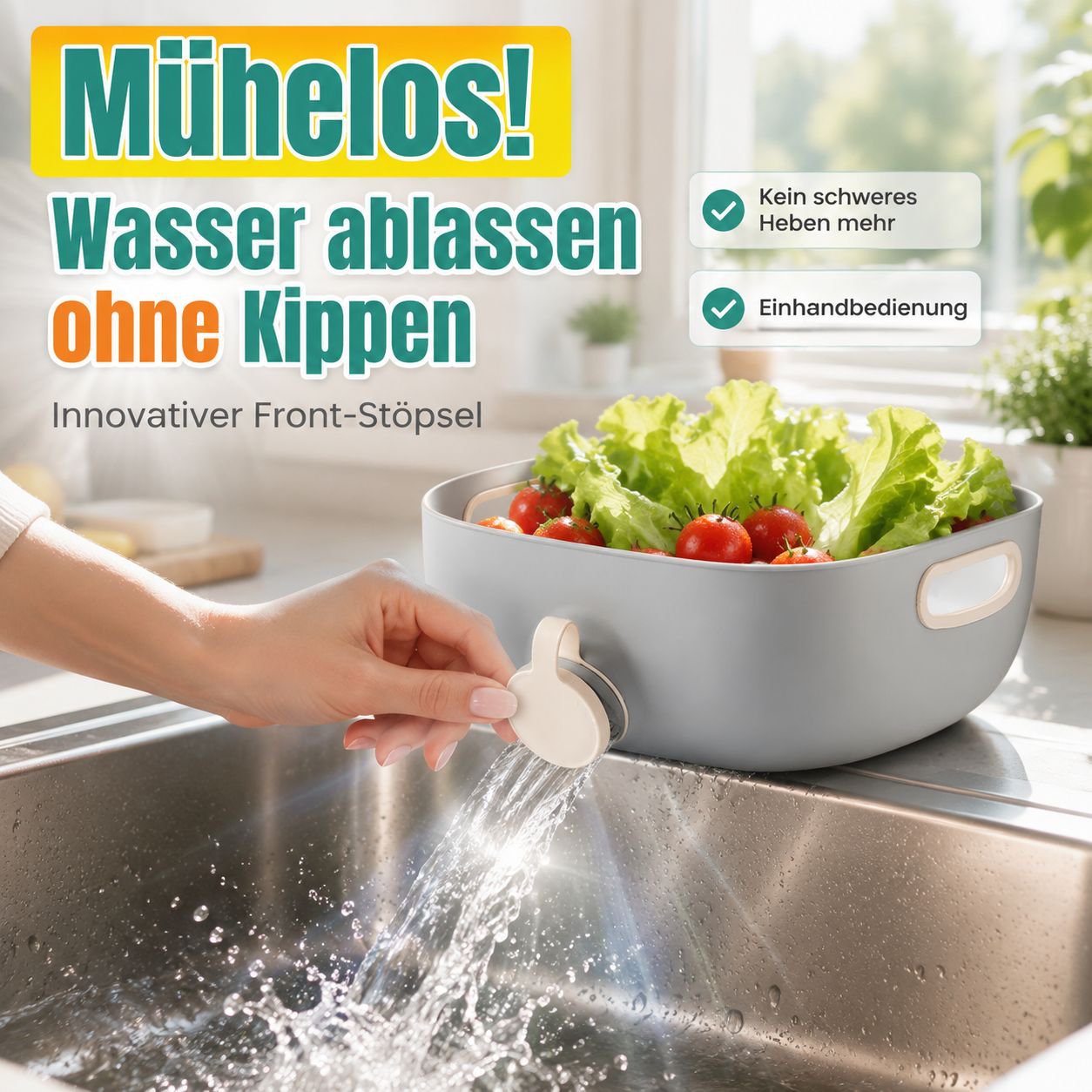 Multifunktionaler Küchen-Abtropfkorb – Faltbare Spülschüssel für Gemüse und Obst