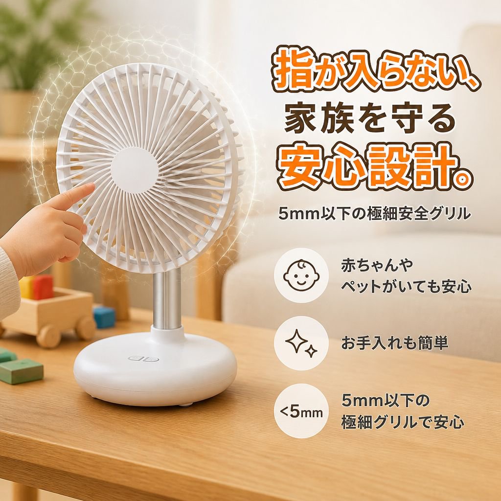 静音コンパクトデスクファン 携帯型ミニ扇風機