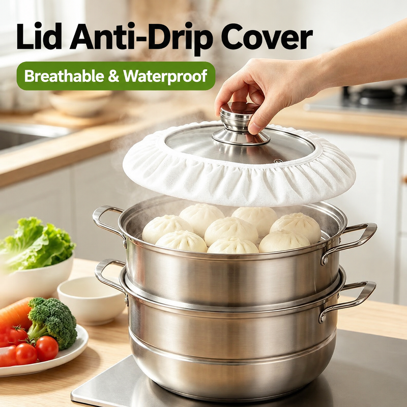 JMY pot lid drip catcher helping protect the countertop