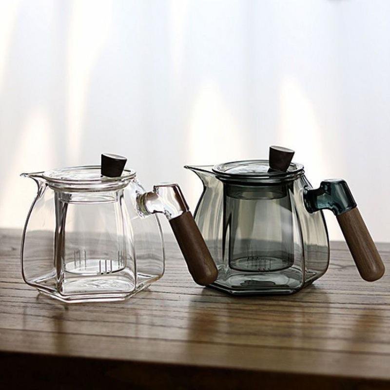 玻璃實木手柄泡茶器