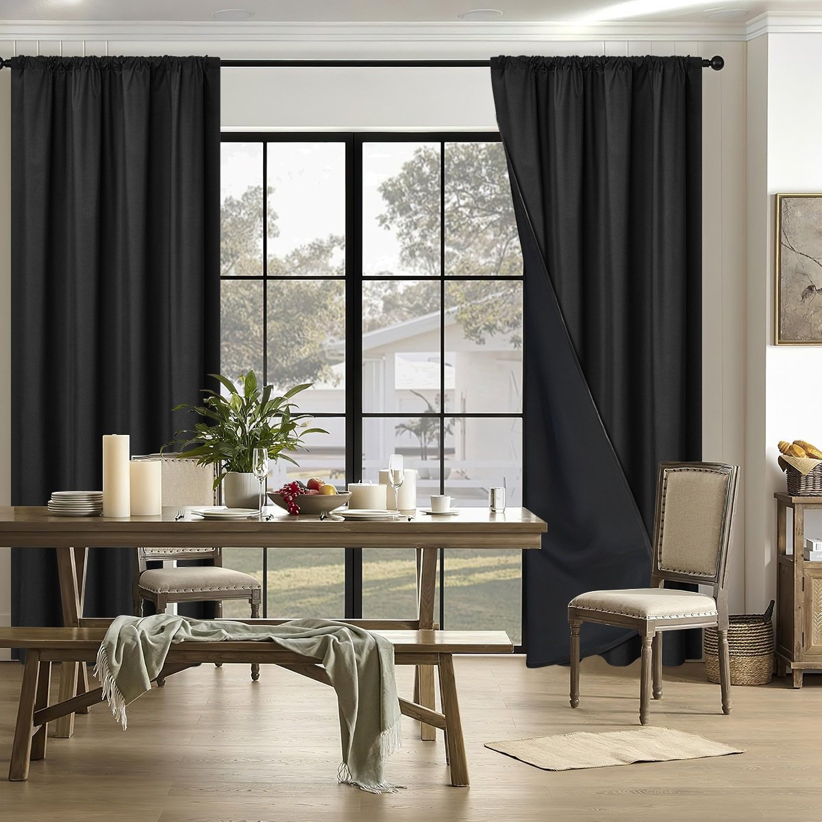Sun-blocking Thermal Curtains Complete Blackout for Living Room Home Decor