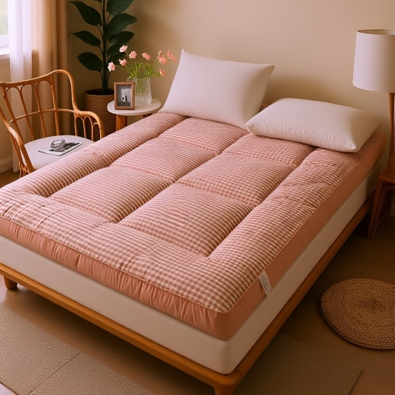 Protector de colchón de terciopelo grueso, antialérgico y cómodo para cama de dormitorio estudiantil