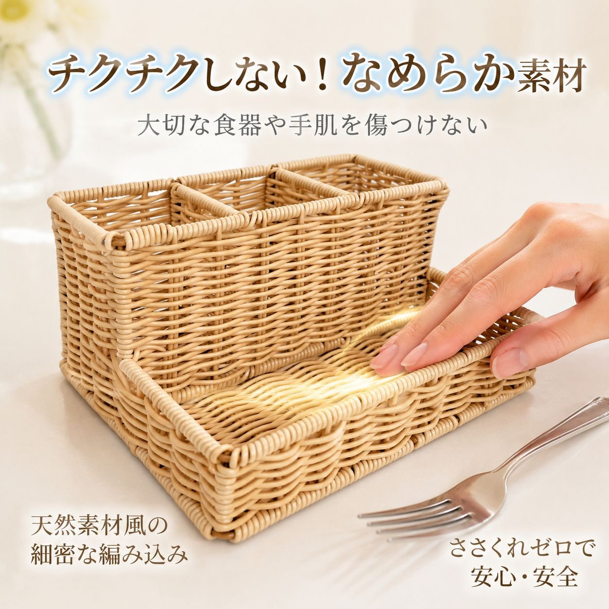 キッチンテーブル用カトラリー収納バスケット