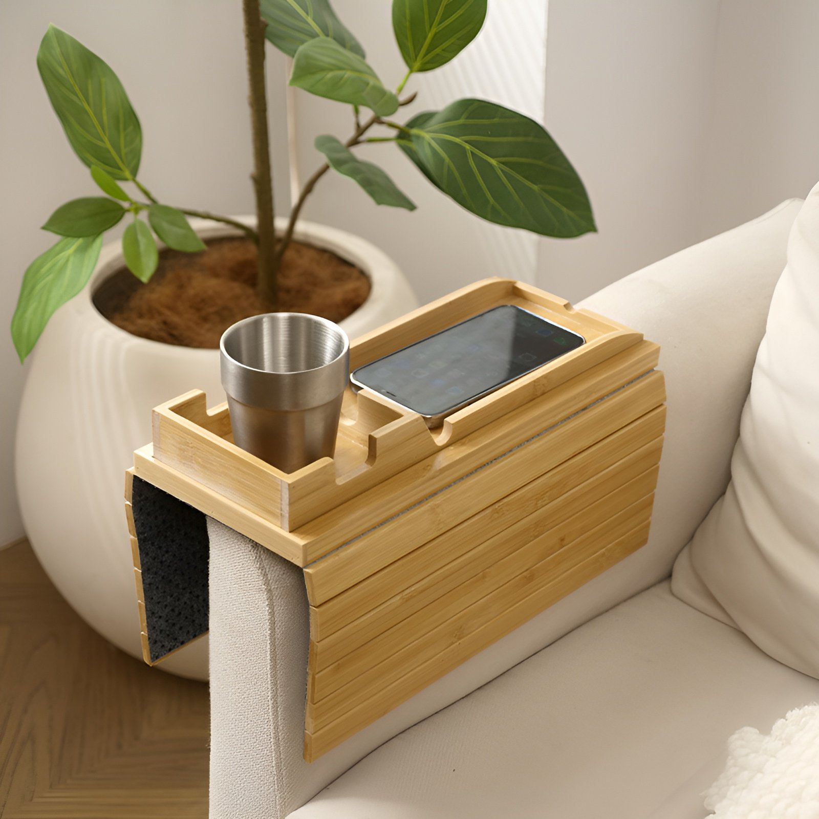 Bandeja magnética desmontable para sofás de madera, reposabrazos laterales de sofá de sala de estar,