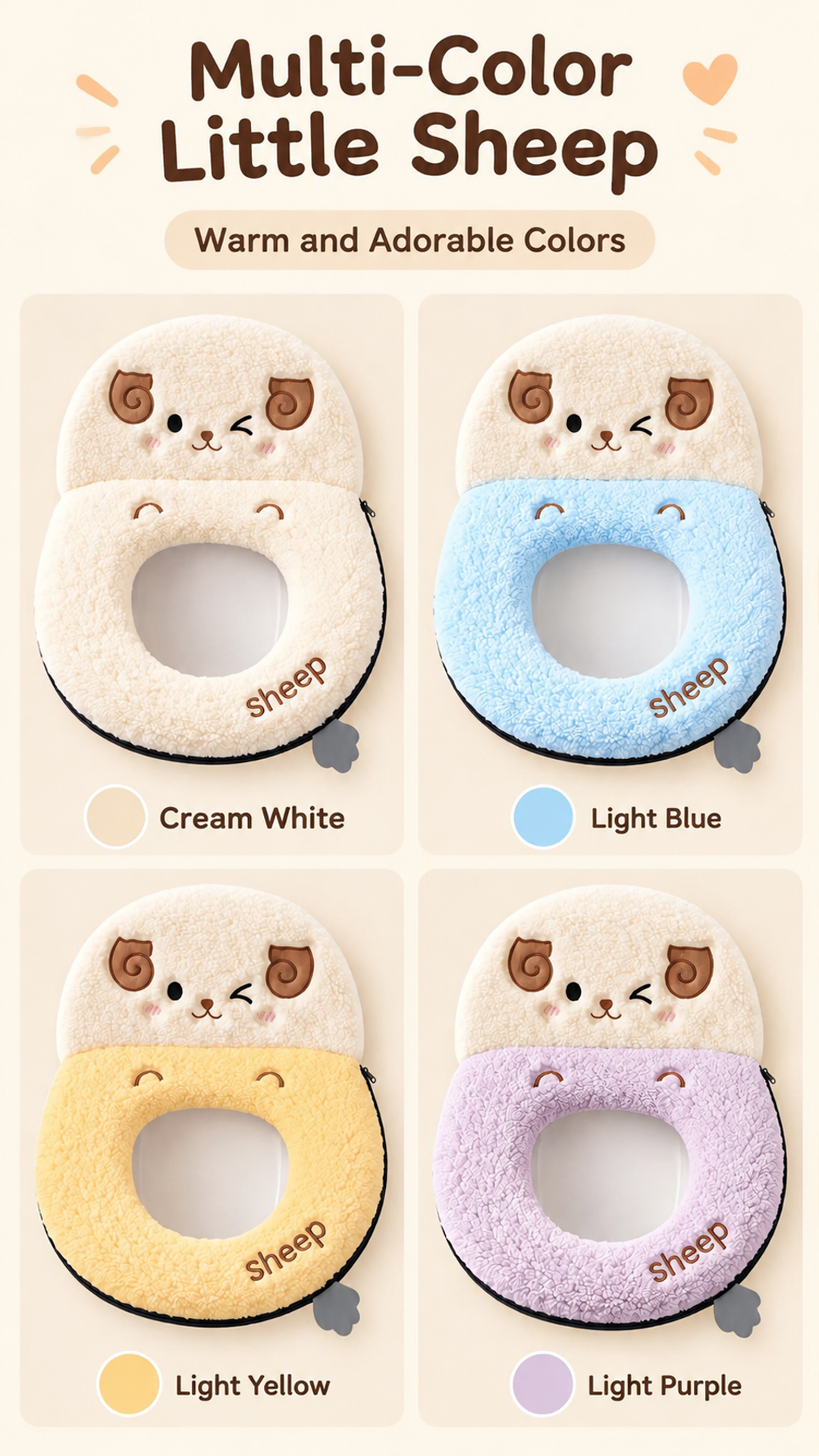 Close-up of the thick, soft fabric on a plush toilet seat cushion