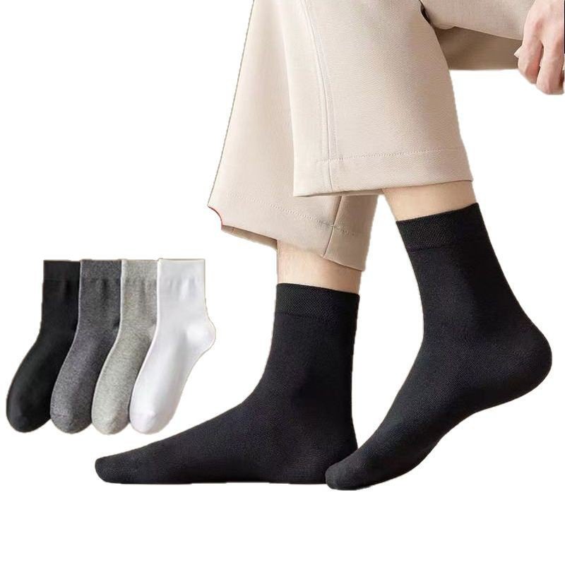 Men's solid color mid-calf socks